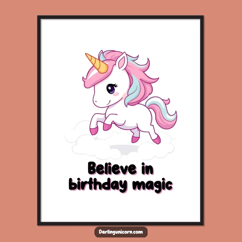 Free Printable Wall Art: Sparkling Unicorn Galloping Through Clouds - Magical Decor
