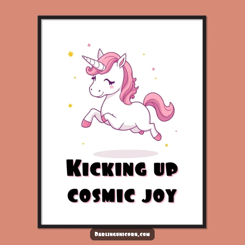 Funny Free Printable Wall Art: Energetic Unicorn Kicking Star Dust Vibes