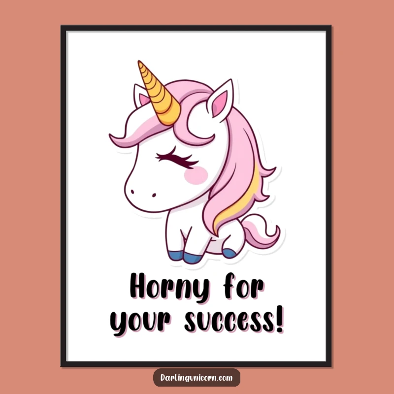 Free Printable Wall Art: Winking Golden Unicorn for a Touch of Whimsy
