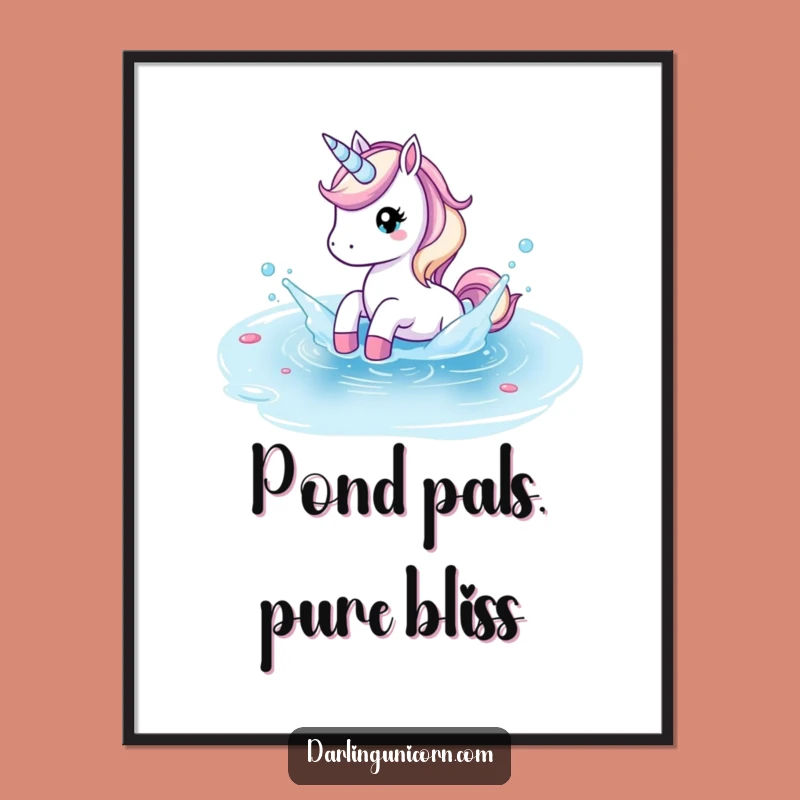 Free Printable Unicorn Wall Art: Playful Pond Splash, Funny Downloadable Water Fun