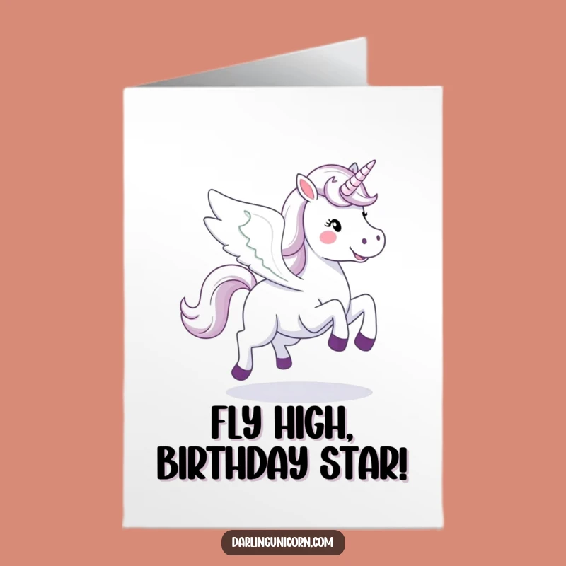 Free Printable Flying Unicorn Birthday Card: Galloping Wings Fun Downloadable