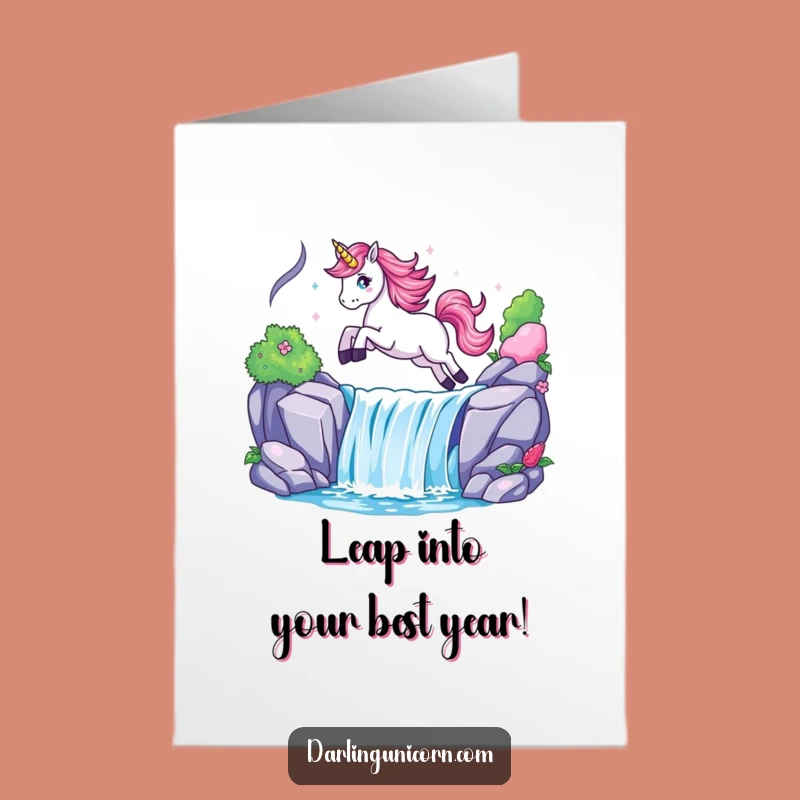Free Printable Birthday Card: Funny Leaping Unicorn Jumping for Joy, Perfect Downloadable Gift!