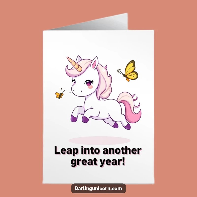 Free Printable Birthday Card Funny Unicorn Butterfly Tag Playful Leap Downloadable Gift