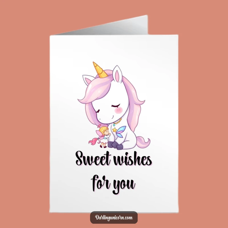 Free Printable Birthday Card: Gentle Unicorn Nuzzles Fairy, Sweet Downloadable Gift!