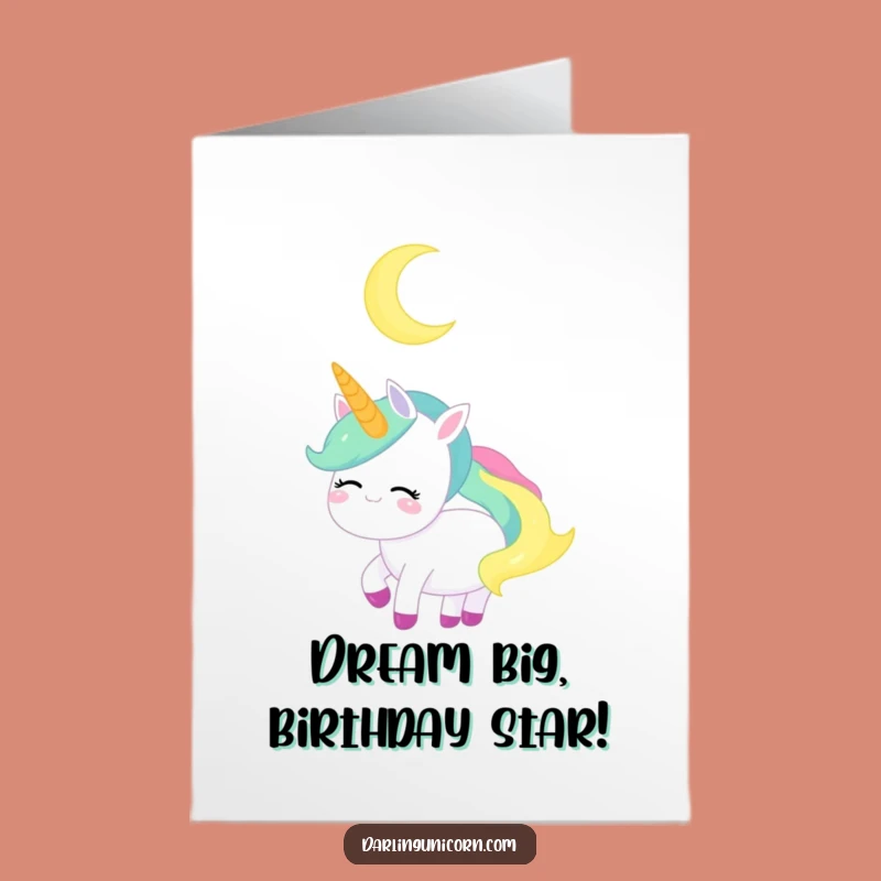Free Printable Birthday Card: Serene Unicorn Moon - Gentle Downloadable Wish