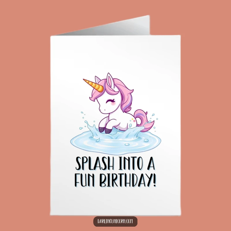 Free Printable Birthday Card: Splashing Unicorn Fun - Joyful Downloadable Gift