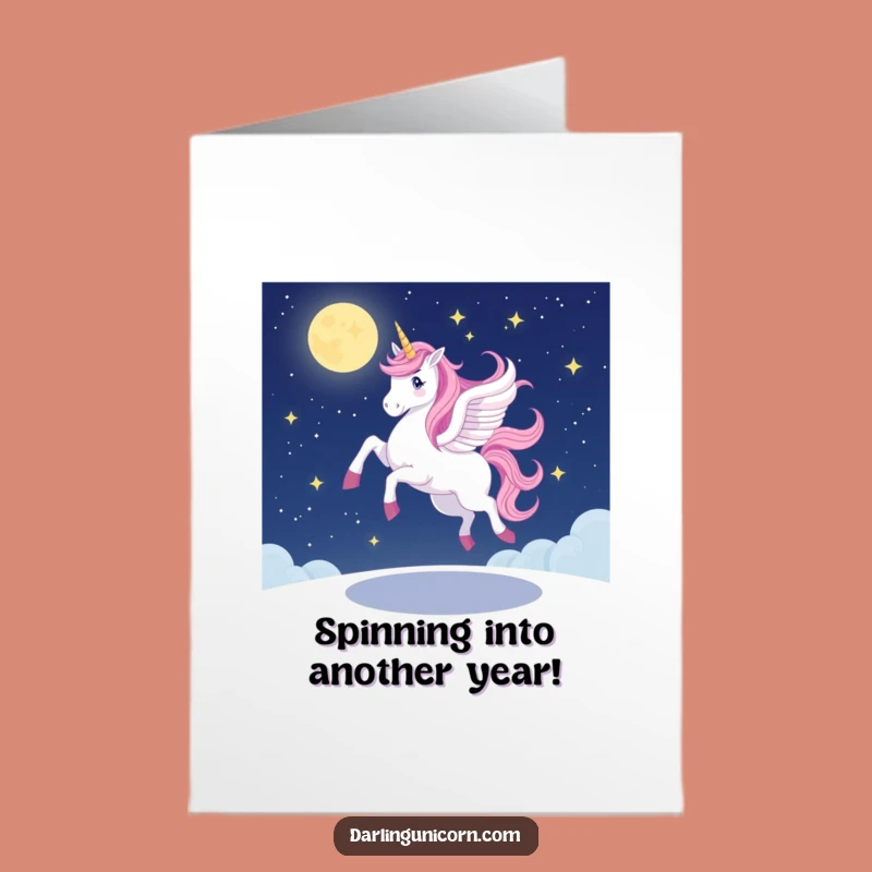 Free Printable Birthday Card: Wobbly Unicorn Pirouette Fun Downloadable Gift