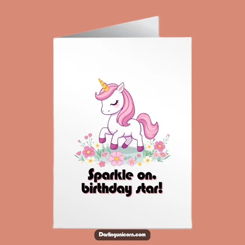 Free Printable Unicorn Birthday Card: Funny Glowing Horn Prancing Design, Instant Download Gift