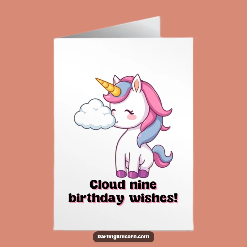 Free Printable Unicorn Birthday Card: Playful Cloud Nudge for a Dreamy Birthday Celebration!