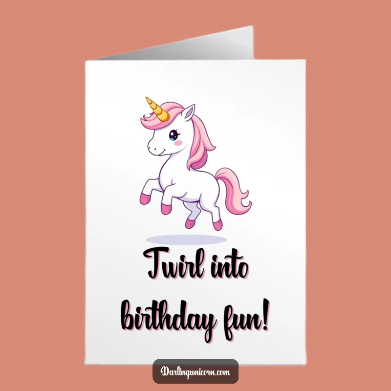 Free Printable Unicorn Birthday Card: Twirling Magic Downloadable Gift