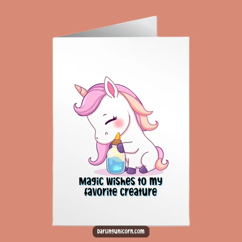 Free Printable Birthday Card: Affectionate Unicorn Potion Humor, Downloadable Gift