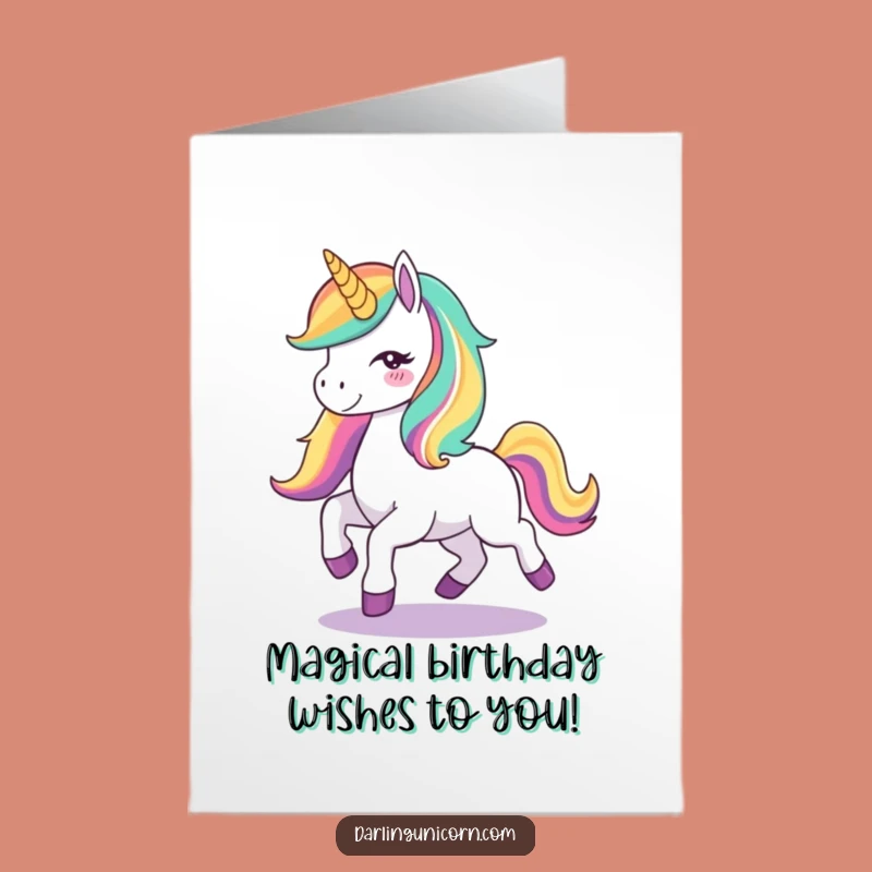 Free Printable Birthday Card: Joyful Unicorn Prance - Magical Downloadable Gift