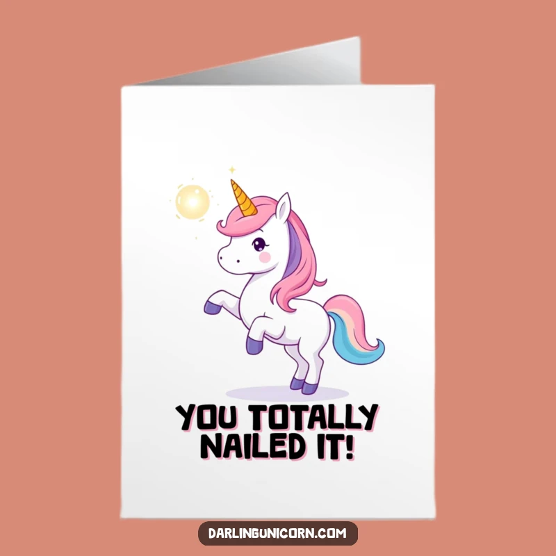 Free Printable Congrats Card: Magical Orb Unicorn Cheers Downloadable Gift