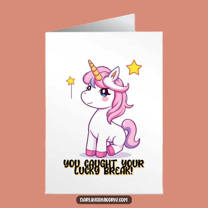 Free Printable Congrats Card: Unicorn Catches Star - Fun Downloadable Celebration