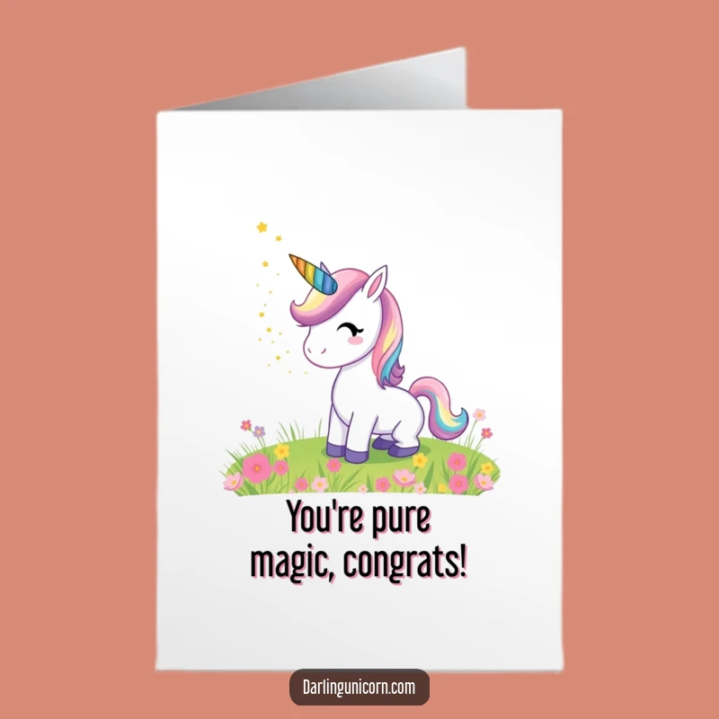 Free Printable Congratulations Card Funny Unicorn Rainbow Horn Meadow Stardust Gift