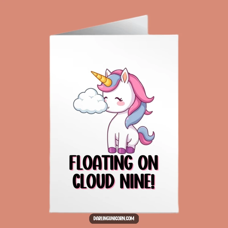 Free Printable Unicorn Card: Playful Cloud Nudge Congratulations for Reaching New Heights!