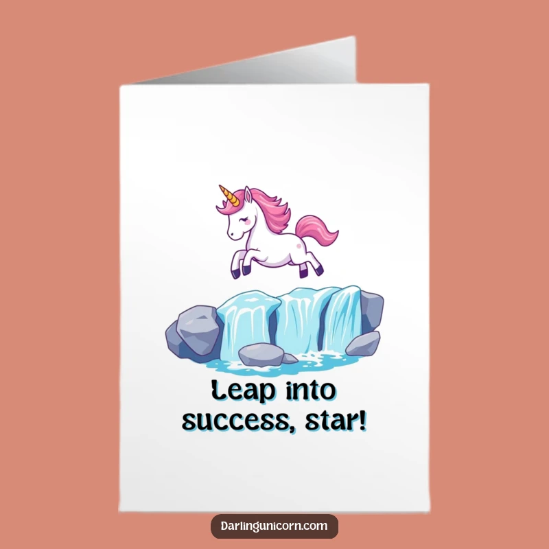 Free Printable Unicorn Congrats Card: Aglow Horn Waterfall Leap Downloadable
