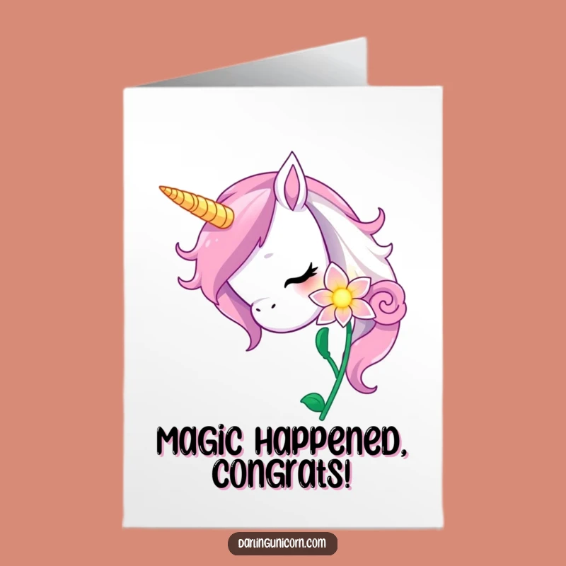 Free Printable Unicorn & Flower Congrats Card - Funny Downloadable Gift for New Beginnings