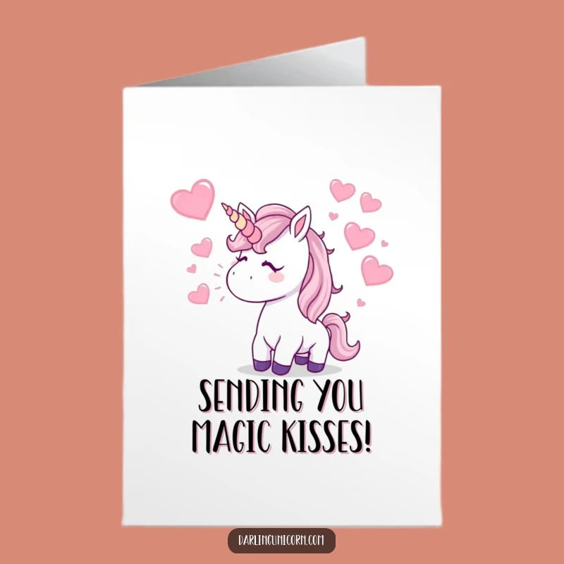 Free Printable Unicorn Kiss Congrats Card: Hearts Flying, Funny Downloadable Gift