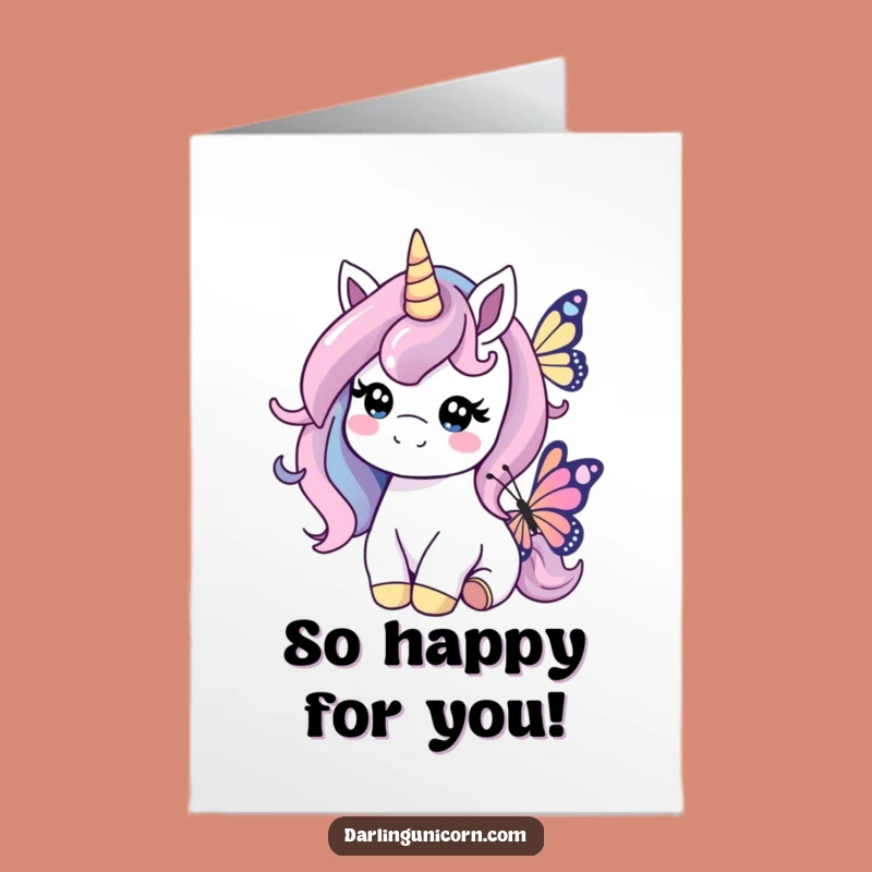 Free Printable Congrats Card: Unicorn Butterfly Nudge for Sweet Success