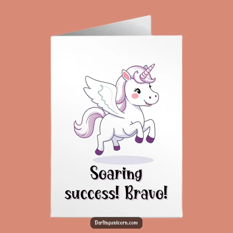 Free Printable Flying Unicorn Congrats Card: Galloping Wings Celebration Downloadable
