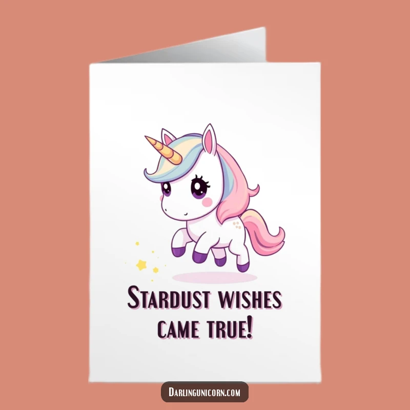 Free Printable Congrats Card: Kawaii Unicorn Stardust Chase - Funny Downloadable Gift