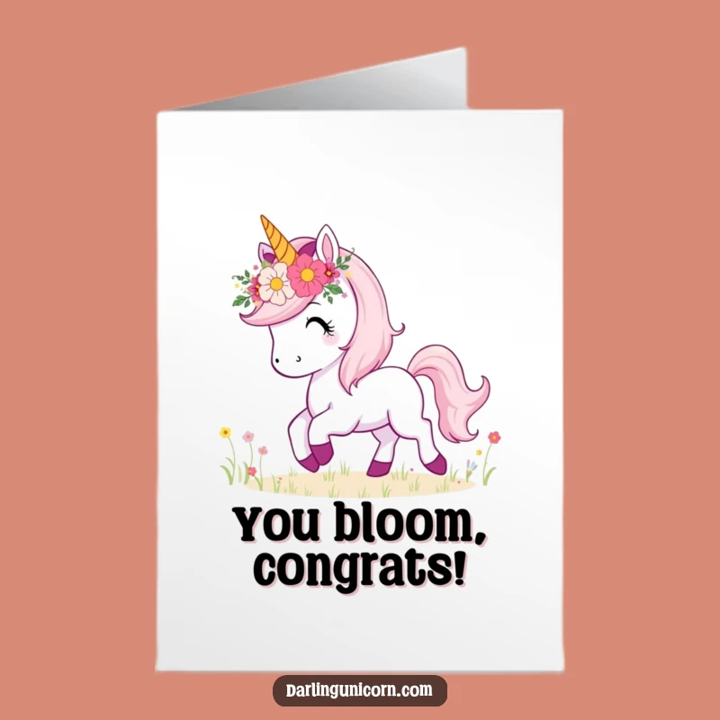 Free Printable Unicorn Congratulations Card: Flower Crown Prance, Funny Downloadable Cheer