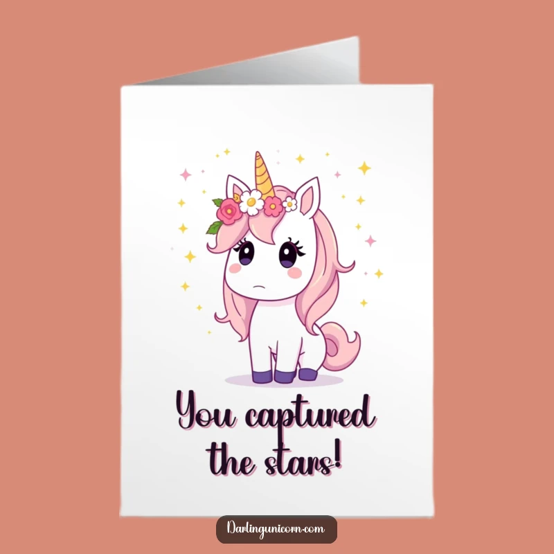 Free Printable Unicorn Congratulations Card: Surprised Stardust, Funny Wonder, Downloadable Gift