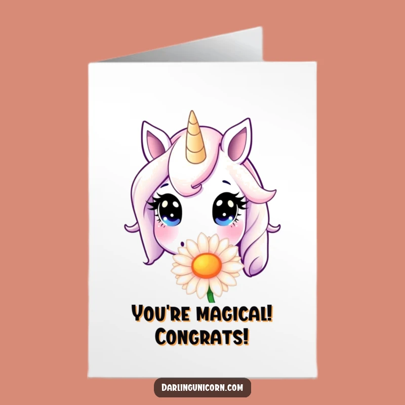 Free Printable Unicorn Congratulations Card: Sweet Daisy Sniffer, Funny Downloadable Gift