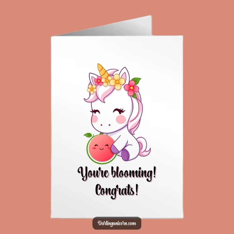Free Printable Unicorn Congrats Card: Flower Crown Treat, Magical Success Digital