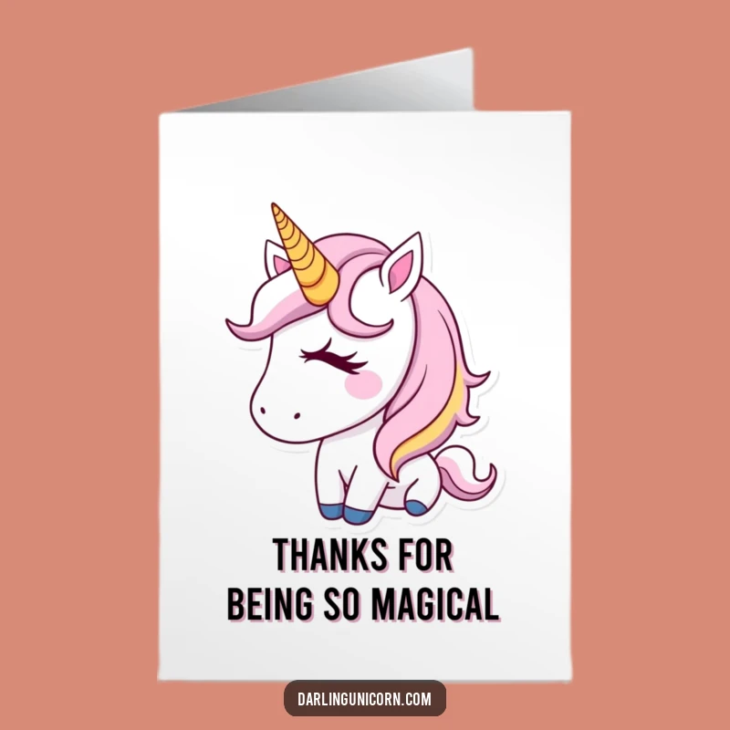 Free Printable Thank You Card: Adorable Winking Unicorn Expressing Gratitude