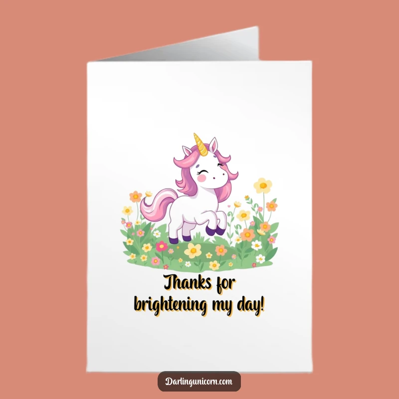 Free Printable Thank You Card: Joyful Unicorn Flowers - Funny Downloadable Gift of Thanks