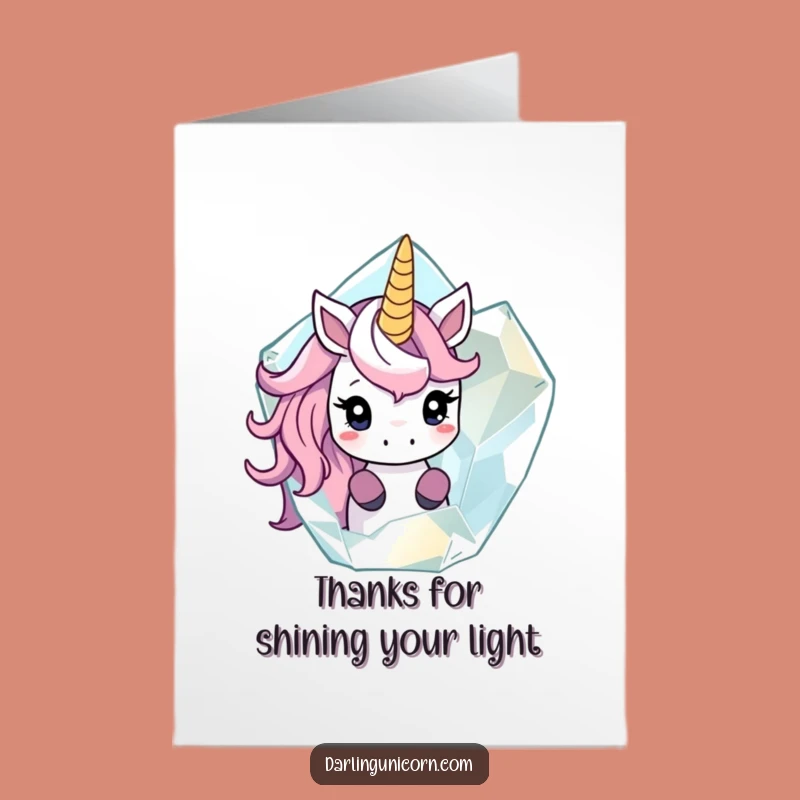 Free Printable Thank You Card: Shy Unicorn Crystal Thanks, Downloadable Gift