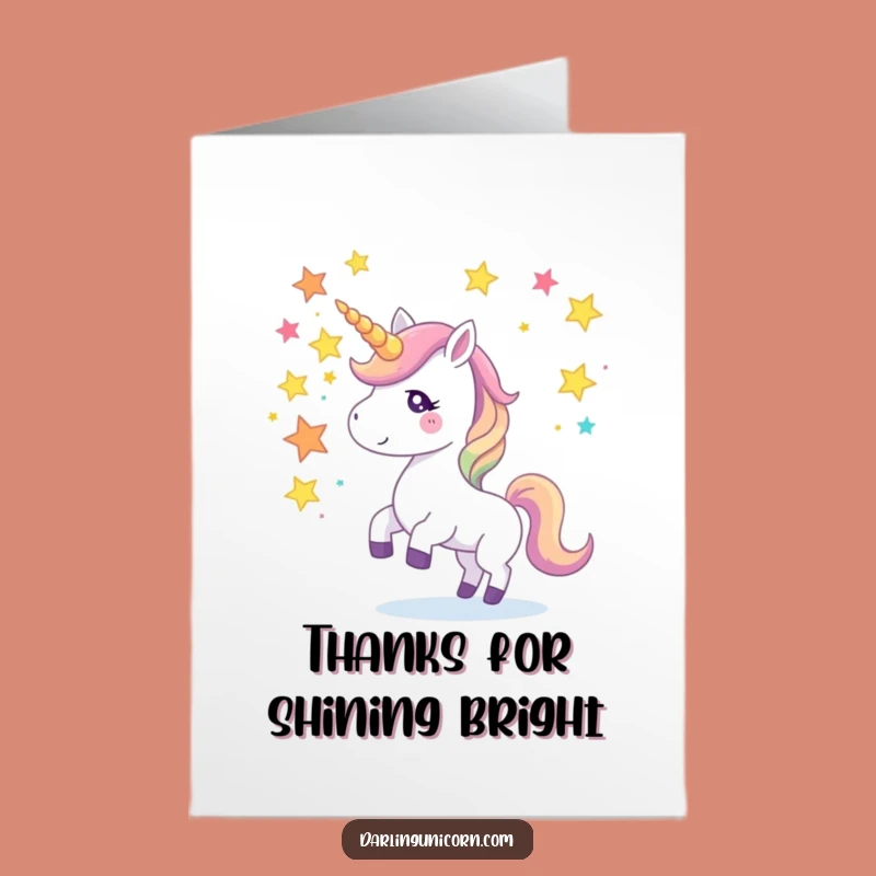 Free Printable Thank You Card: Star Unicorn Thanks - Funny Downloadable