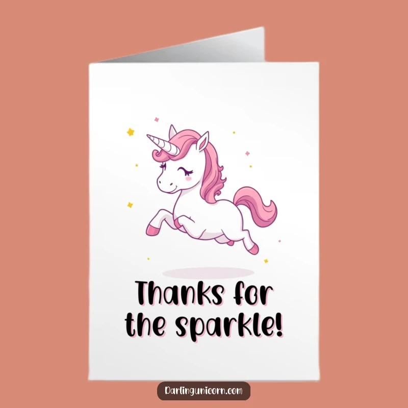 Free Printable Thank You Card: Thankful Unicorn Kicking Star Dust Joy