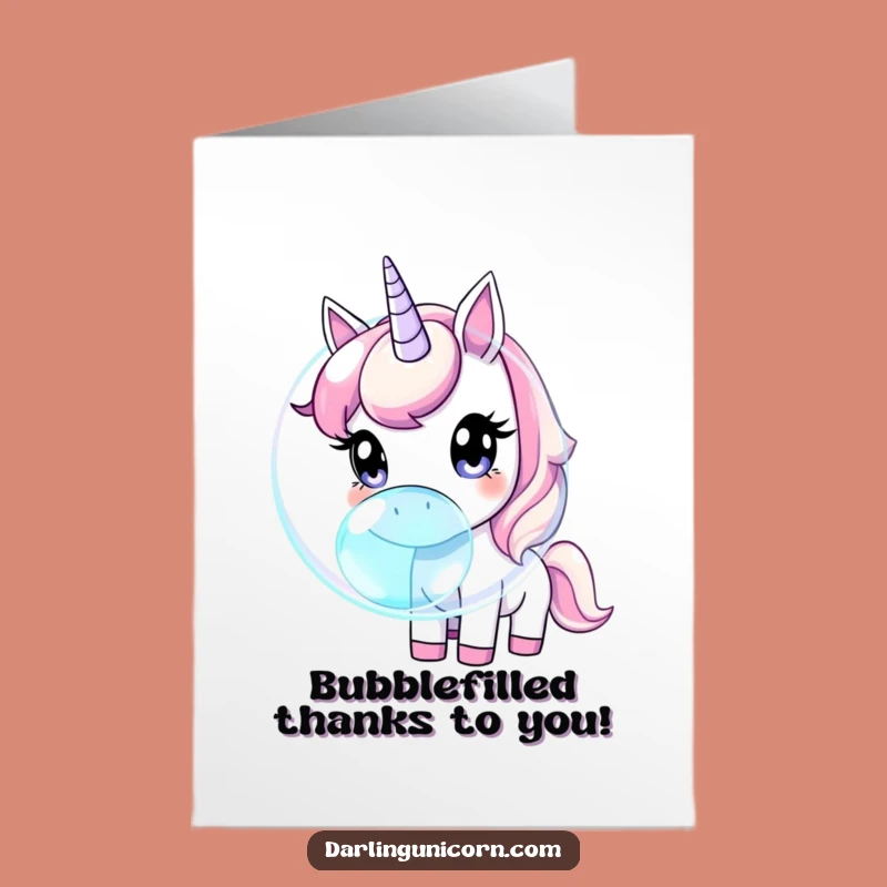 Free Printable Unicorn Thank You Card: Curious Bubble Sniffer, Funny Appreciation, Downloadable Gift