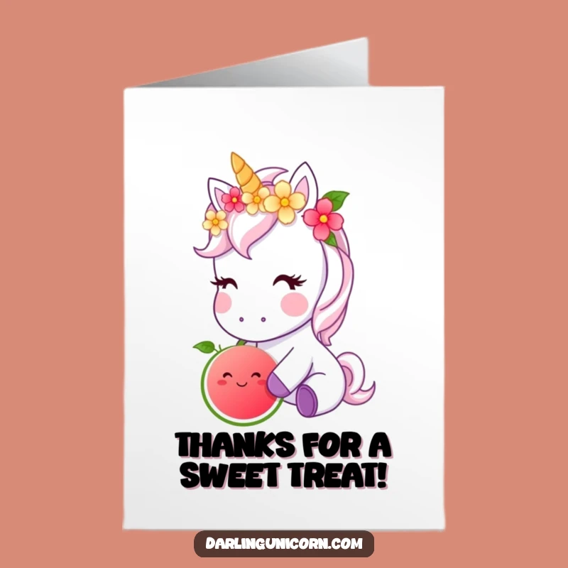 Free Printable Unicorn Thank You Card: Flower Crown Fruit, Digital Gratitude