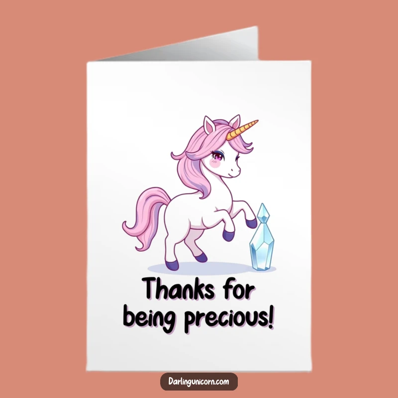 Free Printable Thank You Card: Crystal Unicorn Prance - Funny Downloadable Gift of Thanks