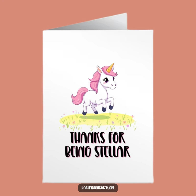 Free Printable Thank You Card: Starry Mane Unicorn Galloping Gratitude