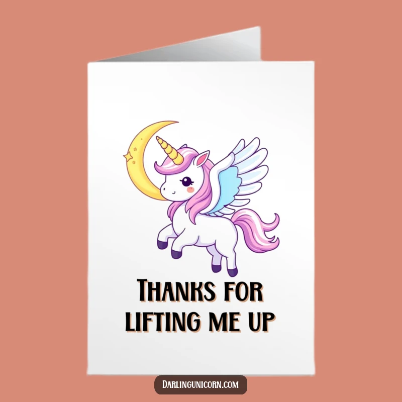 Free Printable Unicorn Thank You Card: Moon Soar Wings Downloadable