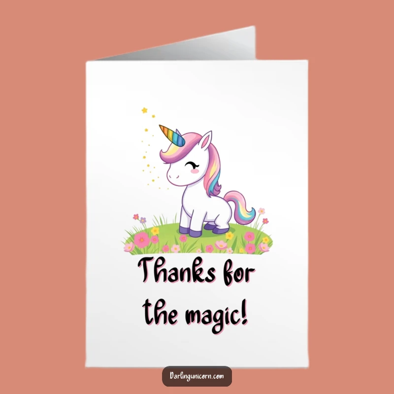 Free Printable Thank You Card Funny Unicorn Rainbow Horn Stardust Meadow Gift