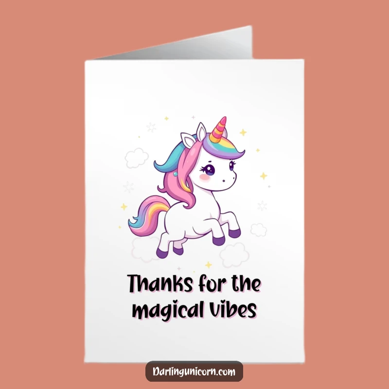 Free Printable Kawaii Unicorn Thank You Card: Cloud Gallop Downloadable Gift