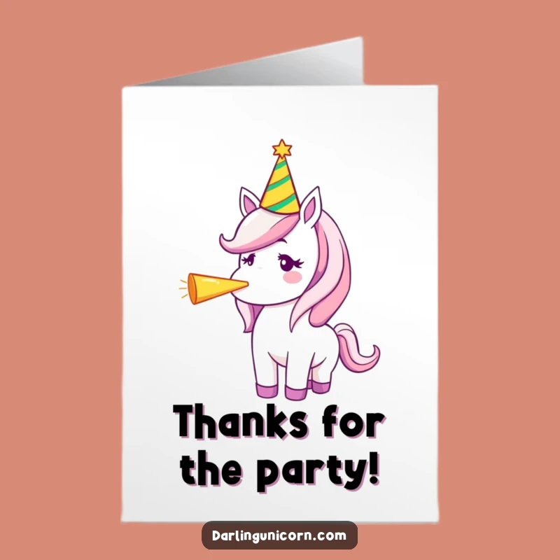 Free Printable Unicorn Thank You Card: Party Hat Horn, Digital Thanks