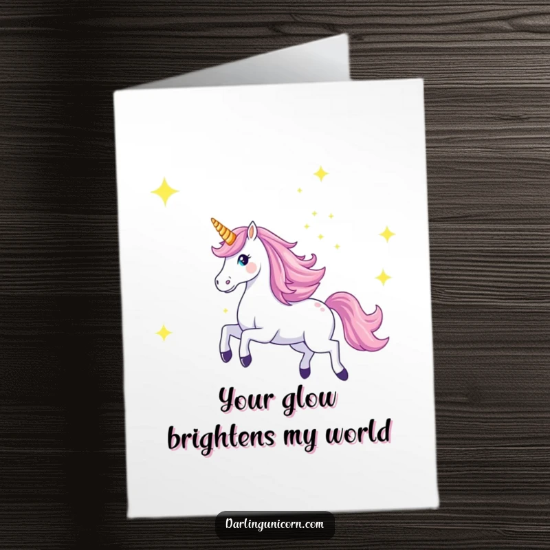 Funny Free Printable Thank You Card: Majestic unicorn gallops across a starry sky, horn glowing, conveying deep thanks.