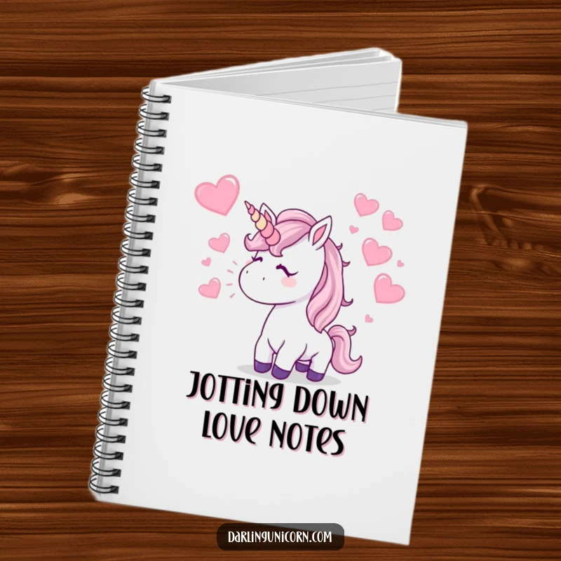 Funny Notebook: A unicorn blows a kiss, with sparkling hearts flying, making this notebook cover fun, romantic, and humorous.