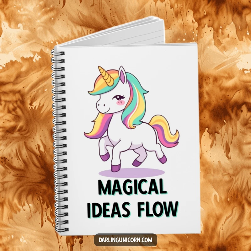 Funny Unicorn Joy Notebook: A cute unicorn with a rainbow mane prancing with joy, perfect for note-taking with magical and humorous flair.