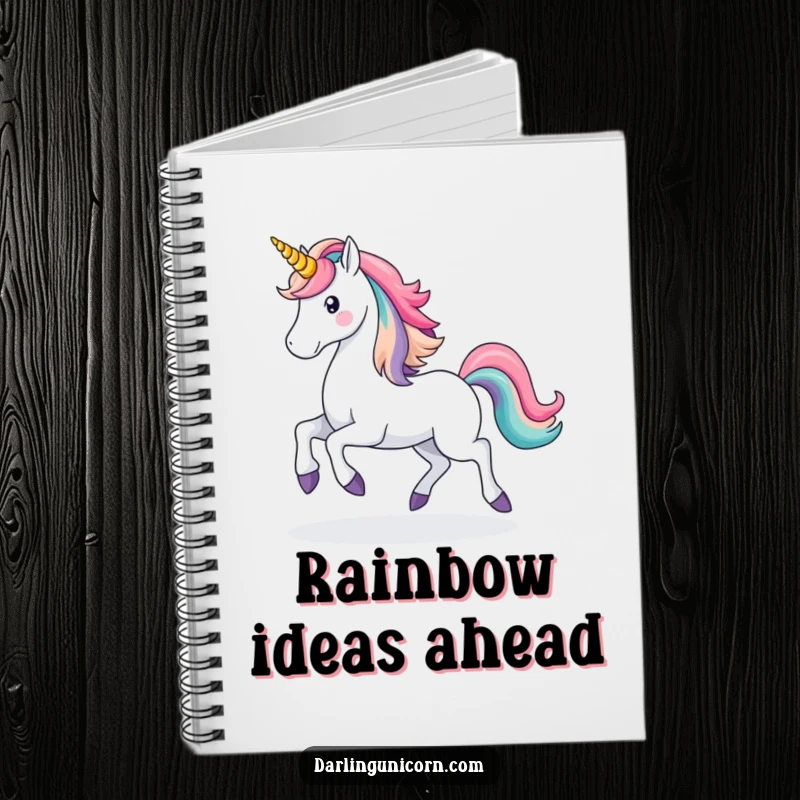Funny Unicorn Rainbow Notebook: A majestic unicorn prances with a rainbow trail, perfect for jotting down ideas with magical humor.