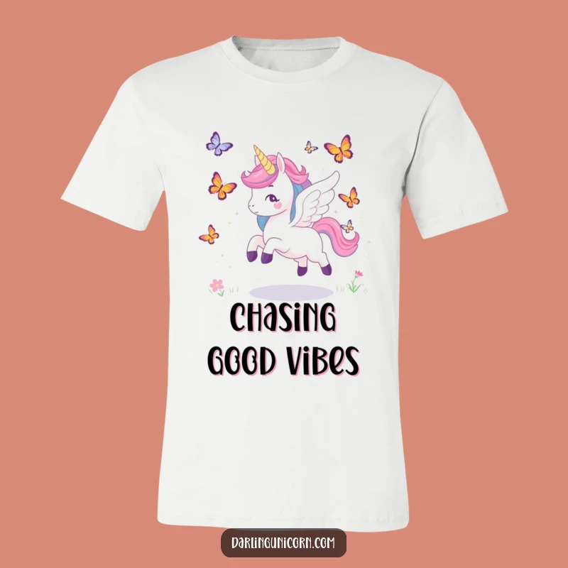 Funny Unicorn Wings Chase T-Shirt: Butterfly Playtime, Ideal Funny Gift