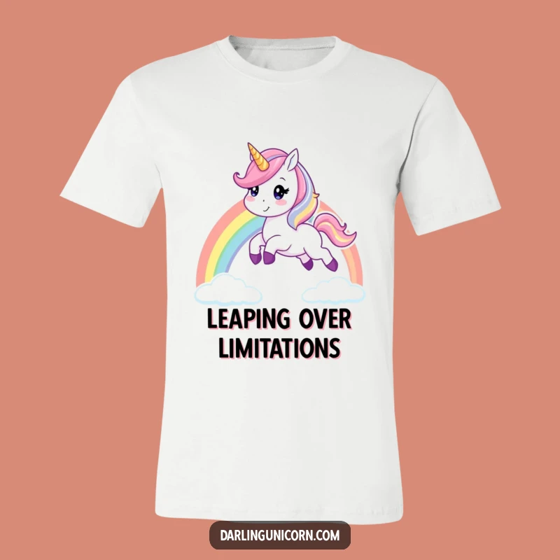 Funny Unicorn Rainbow Leap T-Shirt: Cheerful Mythical Creature Tee for Fantasy Lovers