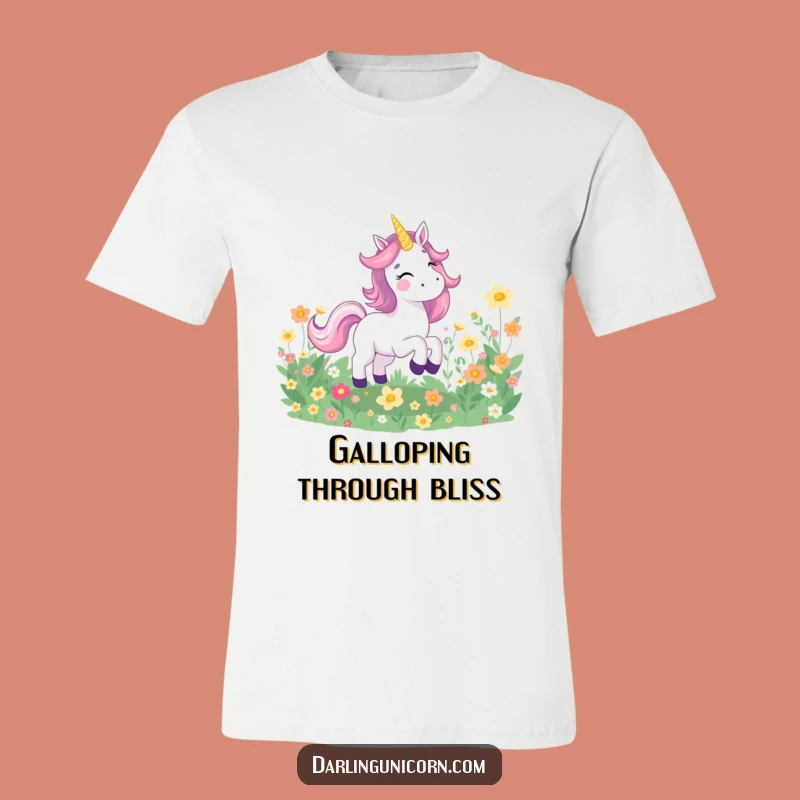 Funny Joyful Unicorn Flower Field T-Shirt: Wear Your Happiness Out Loud!